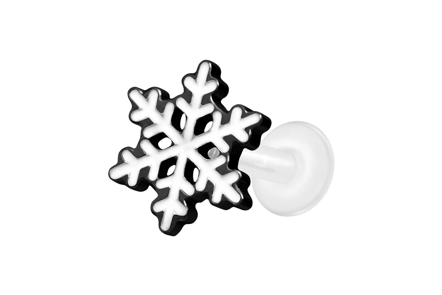 PTFE Labret Piercing mit Innengewinde + Titan-Aufsatz SCHNEEFLOCKE